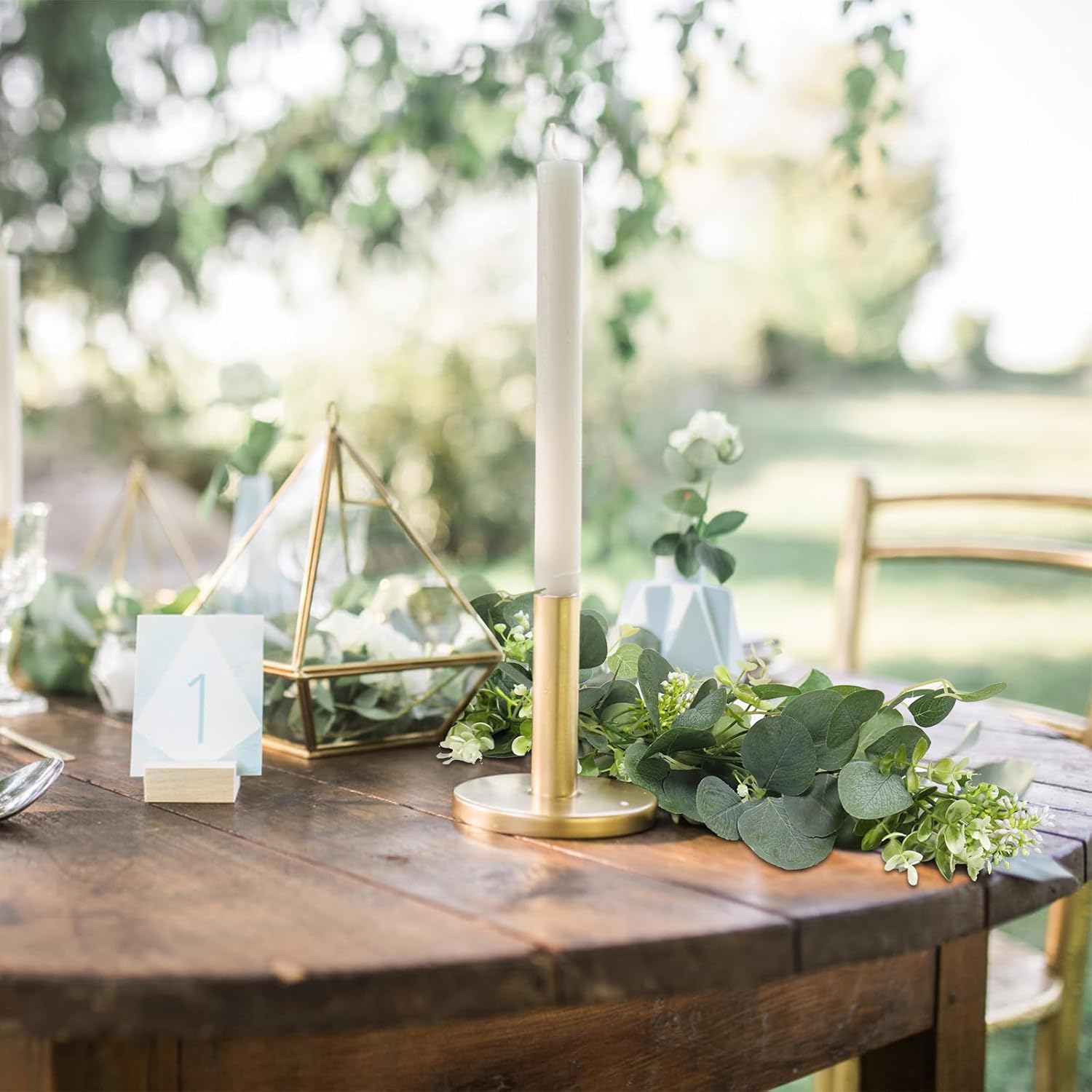 MAKHOT 5.9FT Eucalyptus Garland, Artificial Greenery Garland Flower, Green SpringGarland Wreath Vines Decorations, Fake Silver Dollar Eucalyptus Leaves Vines for Table Home Wedding Mantle Party Decor - Image 3