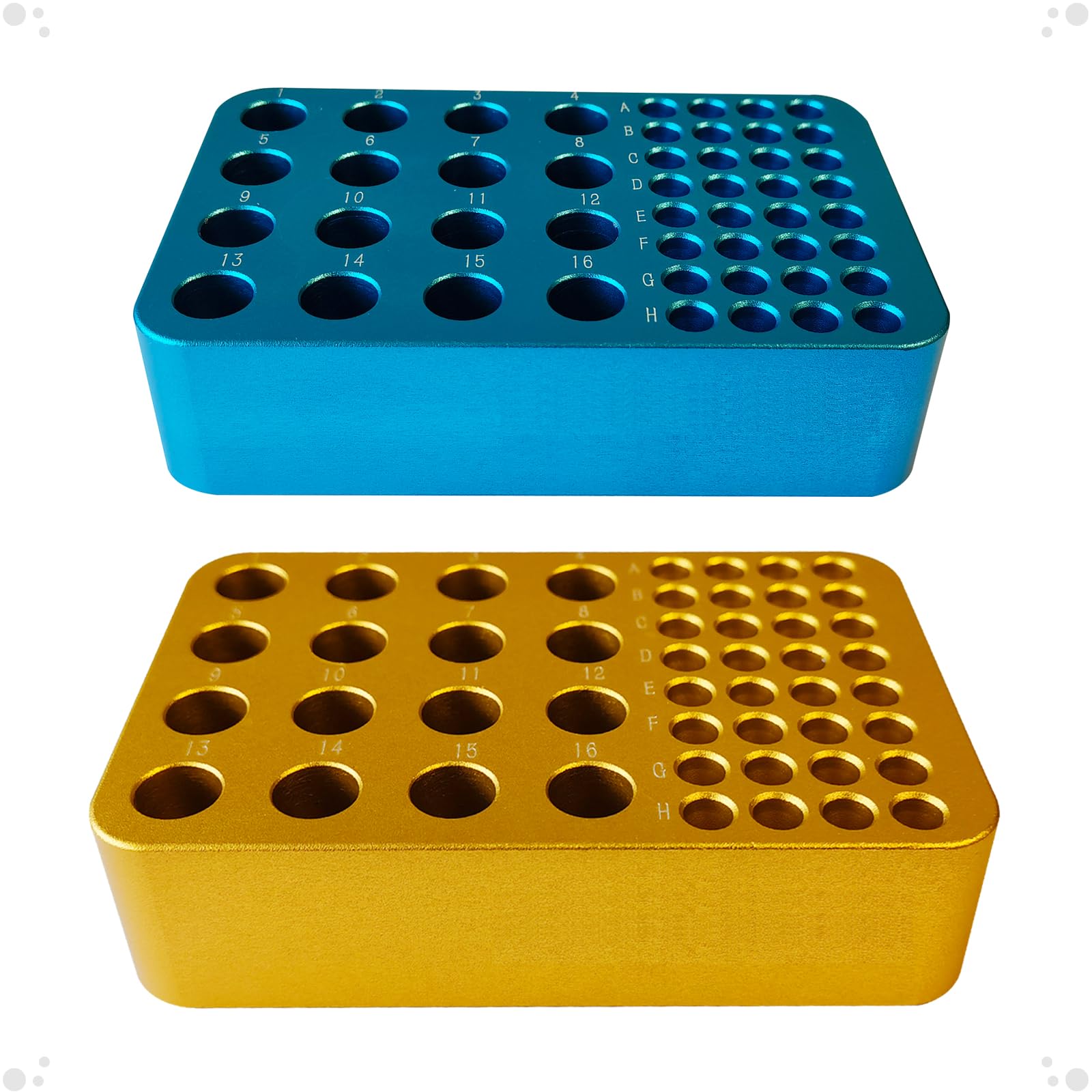 Estante de tubo de centrífuga de aluminio para PCR, caja de hielo de metal a baja temperatura, para tubo centrífugo de 1,5 ml o 2,0 ml y tubo de PCR de 0,2 ml (48 pozos, azul)