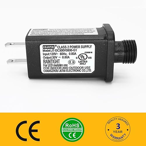 Miniatura 5 de Paquete de 2 fuentes de alimentación, transformador para CZJUTAI JT-DC300V0800-G IP44 30V24W 12W 9W 7.2W 6W 4.5W 3.6W para iluminación de Navidad,