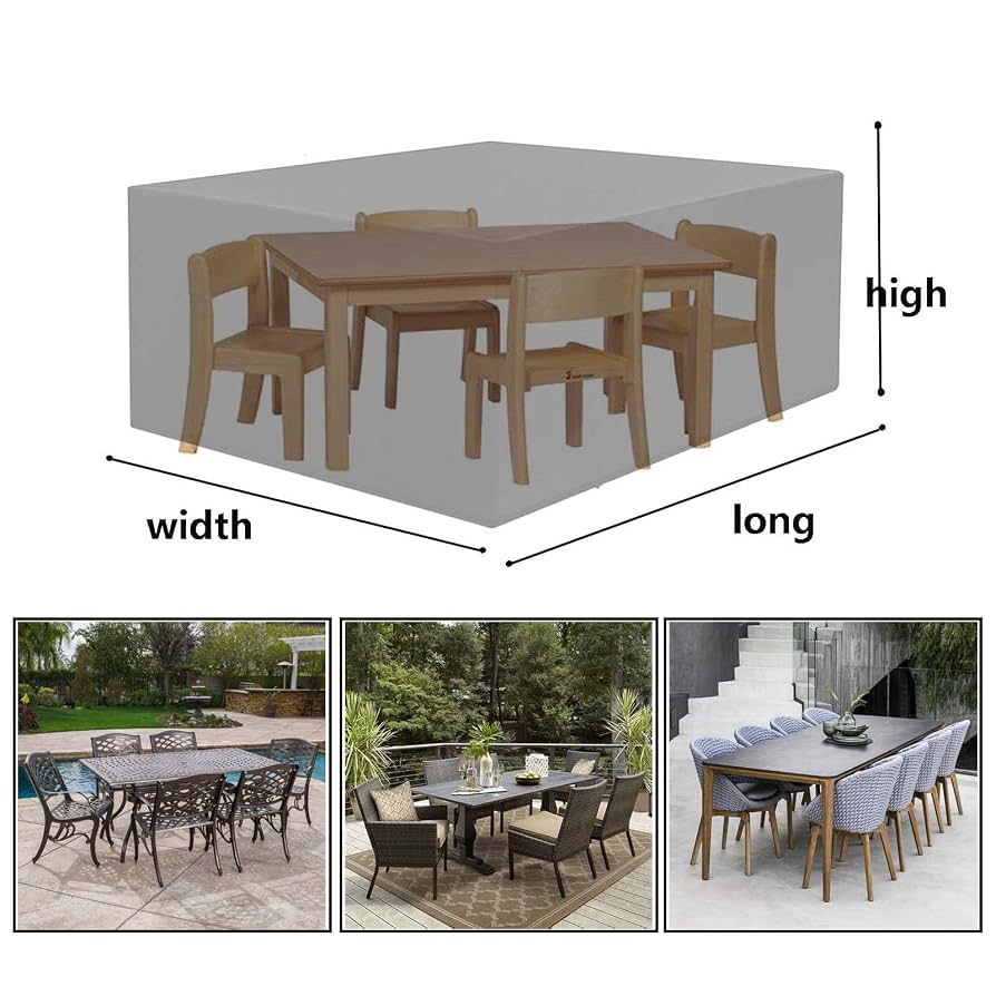 Terrassenmöbel-Schutzabdeckung – Wasserdicht & Windfest – Für Tisch Und Stühle Bis 152x152 Cm – In Schwarz