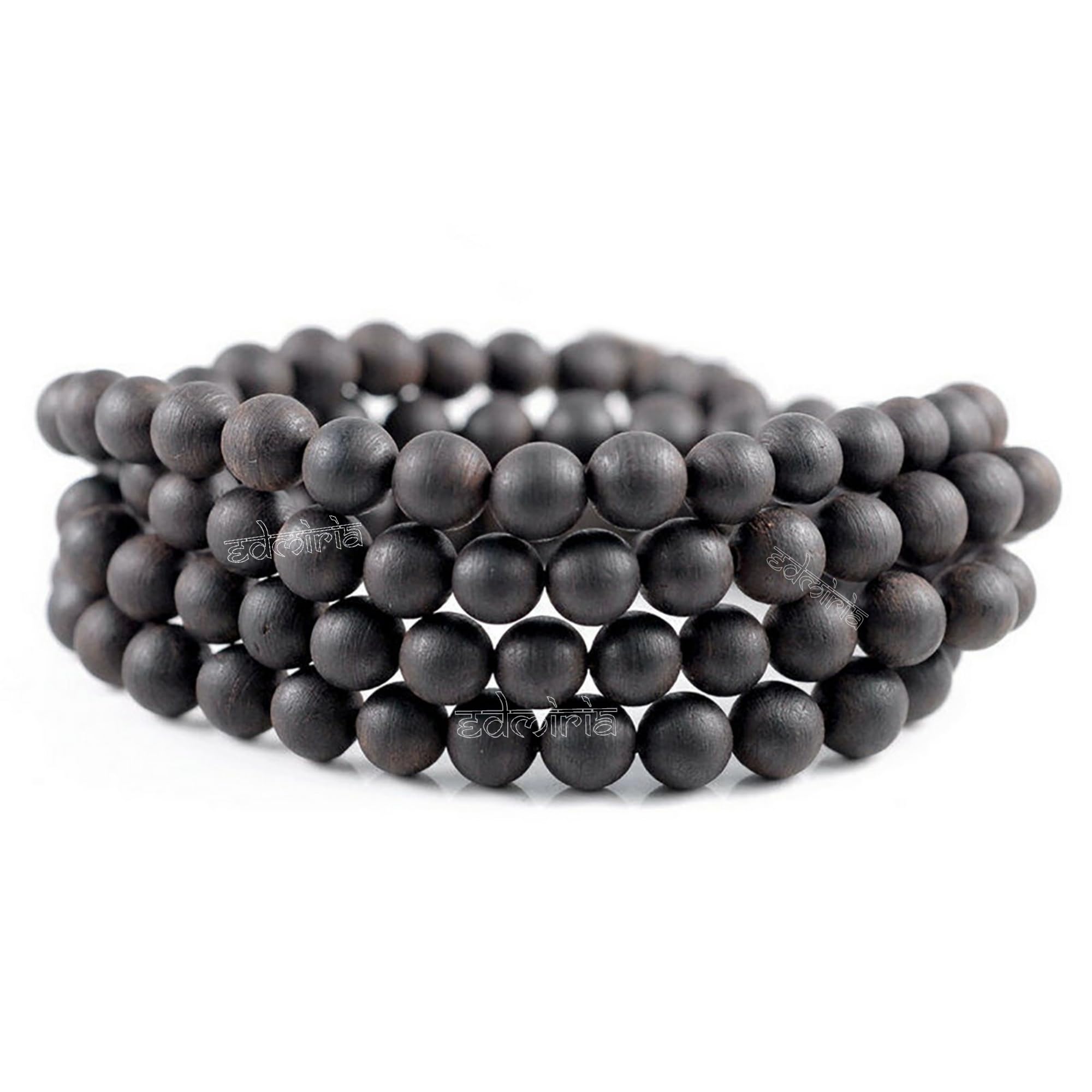 EDMIRIA Ebony Wood Karungali Kattai Round Beads Yoga Meditation Handmade Elastic Stretchable Bracelet for Men and Women (108 Beads 8mm - Matte) (B0CM4GKHBK) Amazon Price History, Amazon Price Tracker