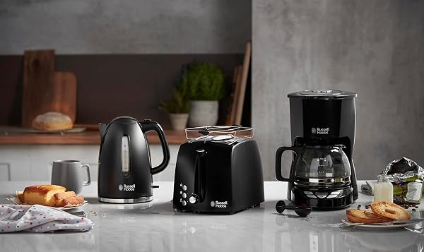 Russell Hobbs Cafetière filtre [Programmable, Technologie WhirlTech pour extraction & arôme optimaux] Textures (10 tasses, verseuse en verre 1,25L, plaque chaude, auto-off) 22620-56 - 2