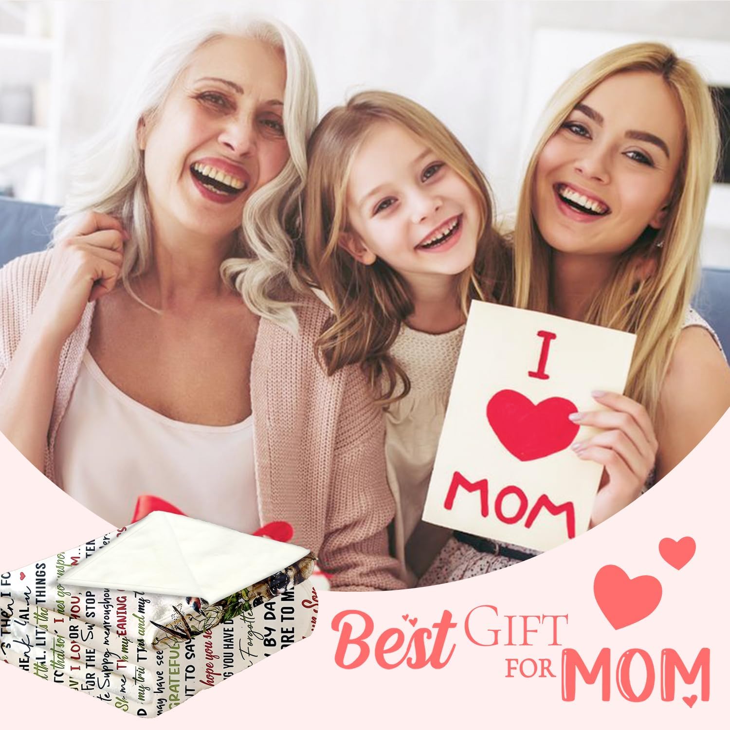 Mom Blanket Gifts from Daughter Son, Gifts for Mom Birthday Mothers Day Anniversary, Super Soft Cozy Flannel Throw Blankets for Bed Couch Sofa Car Travel Nap Blanket on All Seasons