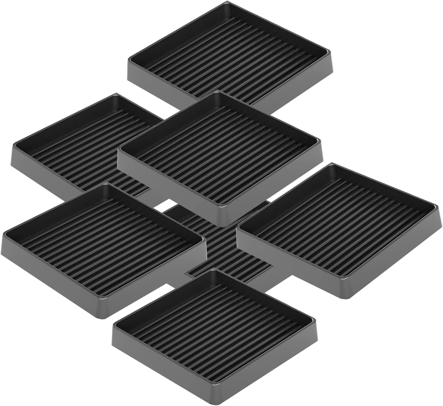 8 Pieces 3x3 Non Slip Furniture Pads- Rubber Anti Skid Caster Cups, Leg Coasters- Couch, Chair, Feet, and Bed Stoppers- Anti-Sliding Floor Protectors