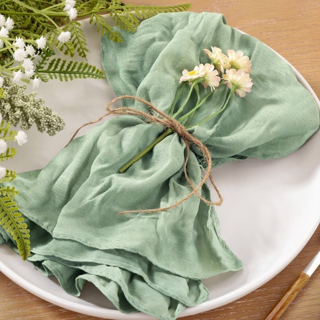 60pcs Dusty Pink Easter Cheesecloth Napkins Spring Washable Boho Rustic Gauze Table Cloth Napkins Bulk 21x21 Inches for Wedding Party Bridal Baby Shower Birthday Table Decor