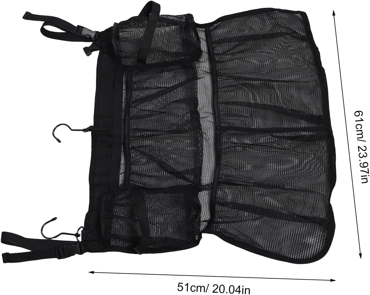 Trampoline Equipment Bag with Mesh Pocket, Shoe Bag with Adjustable Strap for Trampoline Accessory Storage/Pool Phone Wallet Organizer, Black, 24x20 Inch