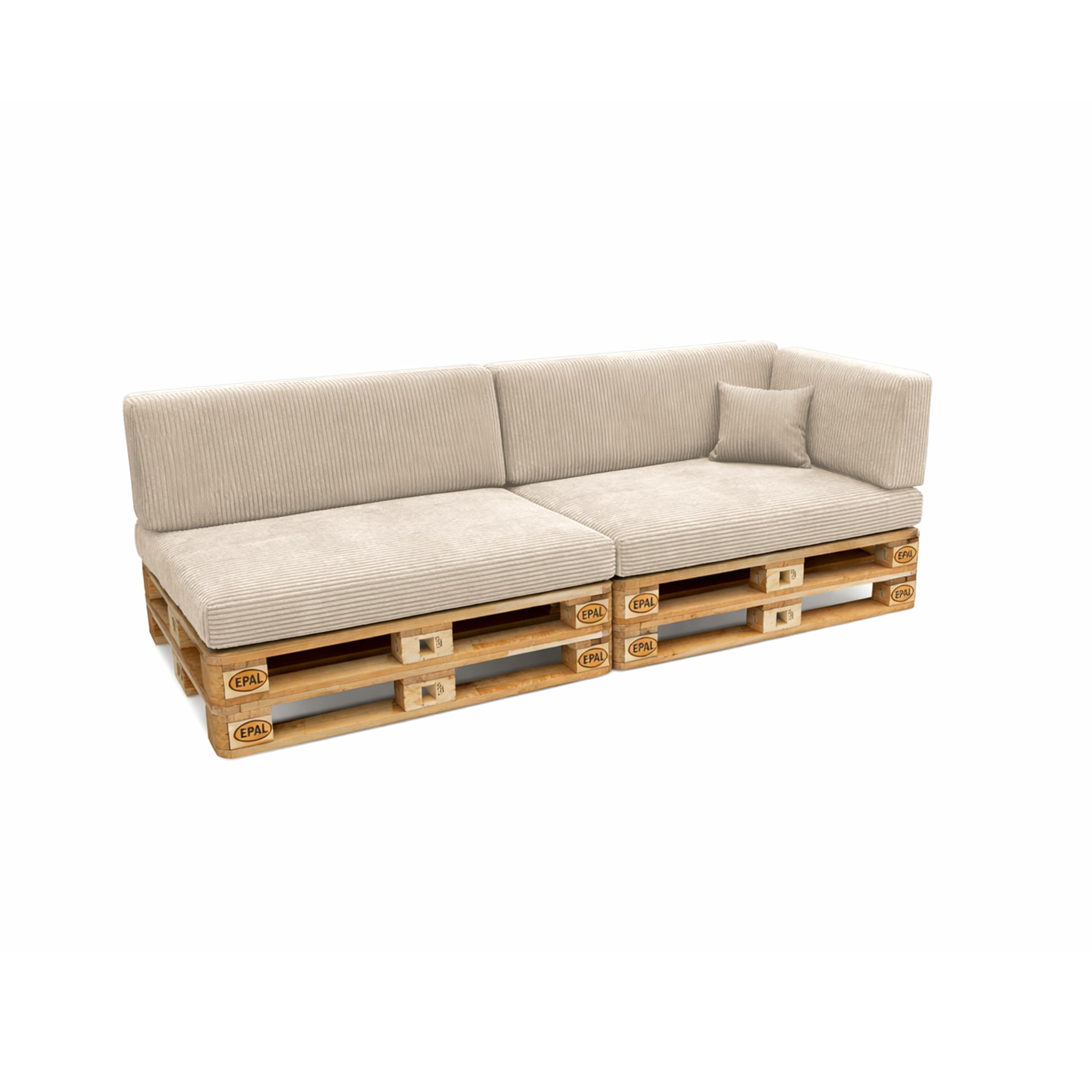 POKAR Euro Pallet Seating Set of 2: 1x seat cushion 120x80cm + 1x back cushion 120x40cm, cold foam, removable covers, Home Garden Furniture DIY, indoor outdoor pillow, without pallets, Beige — view 36