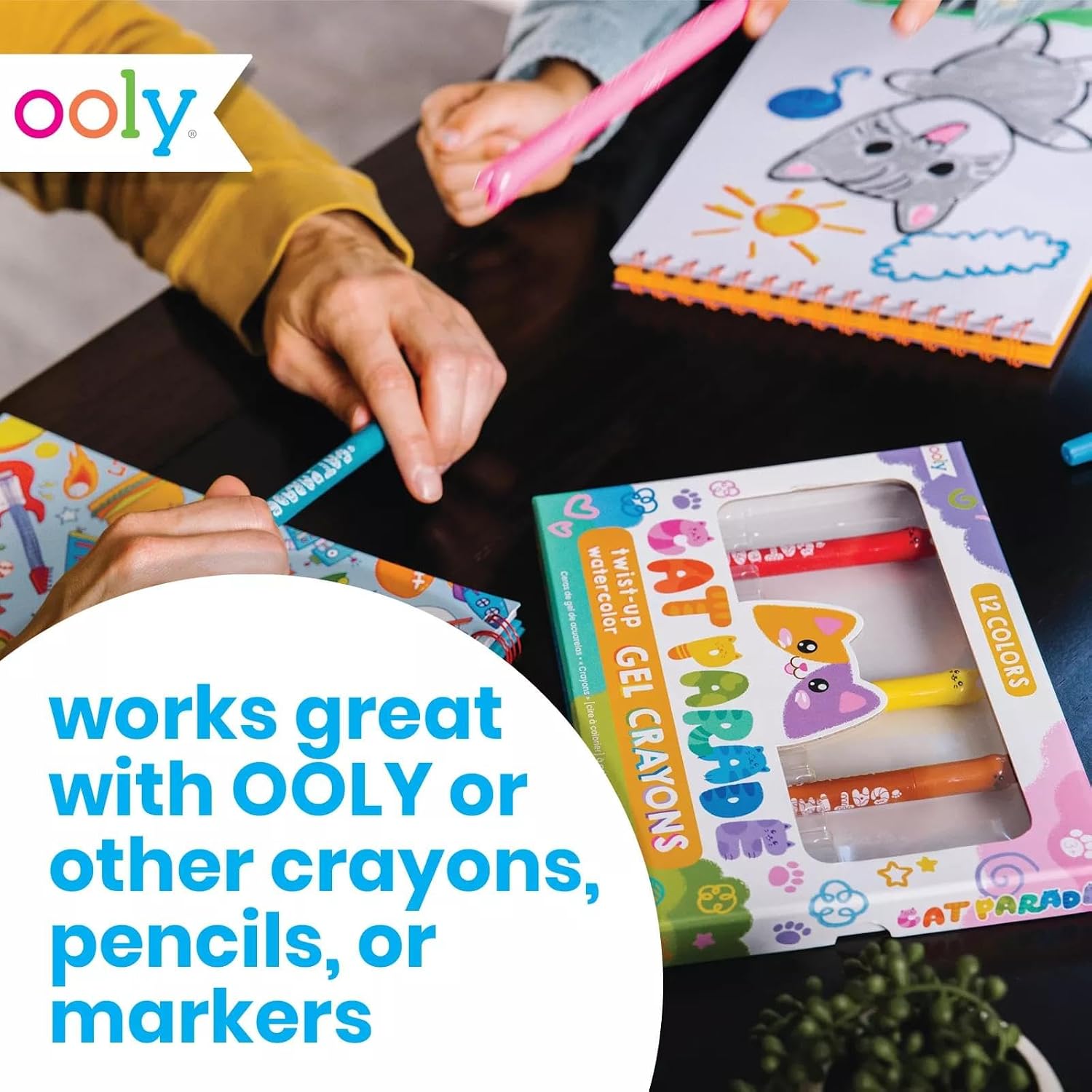 OOLY Sketch and Show Standing Sketchbook, 45 Large 10.5 x 8 Perforated Pages, 120 GSM/ 32lb Perfect for Markers and Colored Pencils - Pets at Play