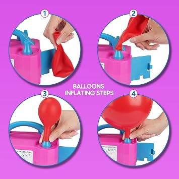 OWill Electric Balloon Pump UK,Portable Balloon Pump with Dual Nozzle Balloon Inflator (AC220-240V 600W),Balloon Machine for Fast Easy Bulk Balloons Filling