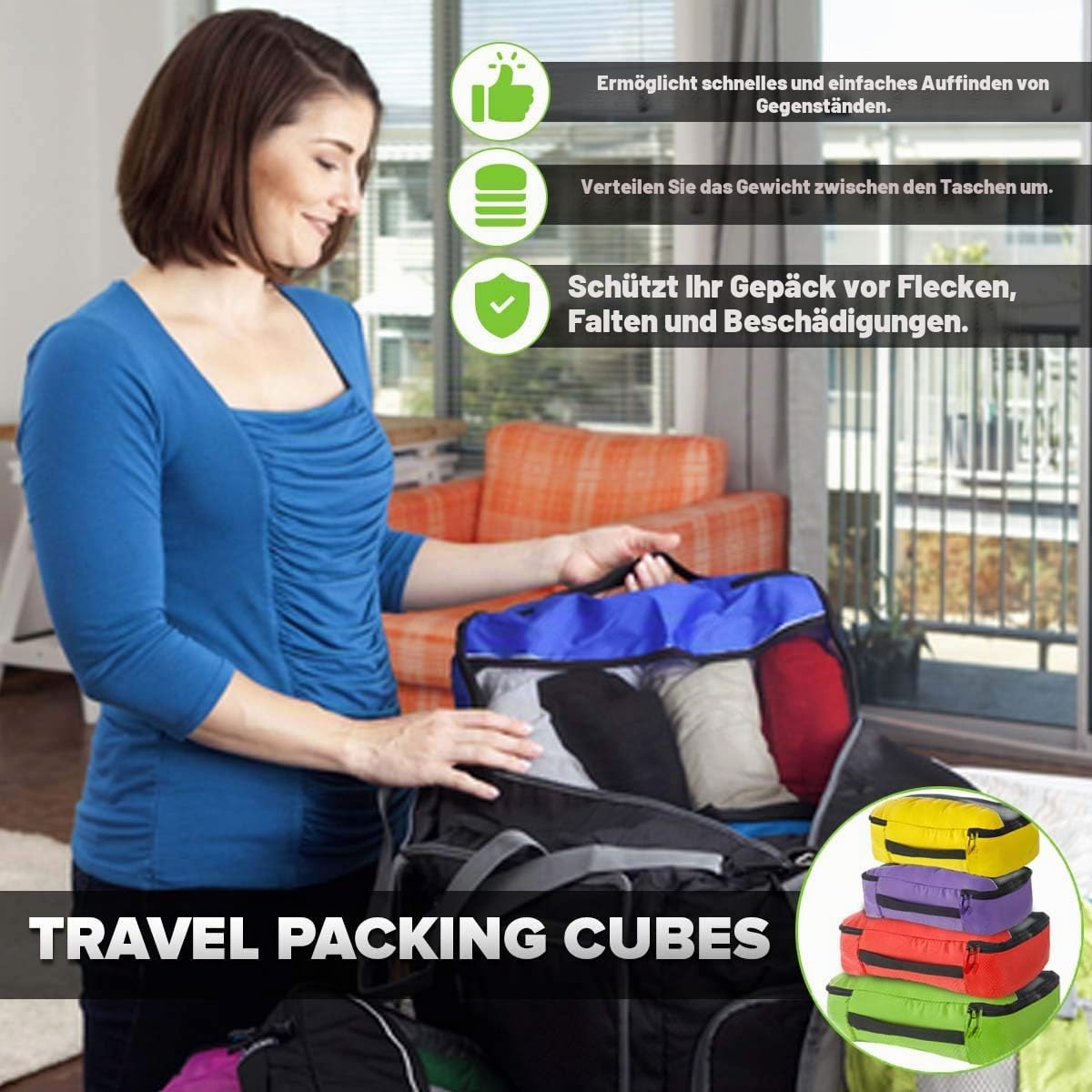 Bago 7 Packing Cubes for Travel – 4 Packing Cube with 3 ZipLock Bags – Travel Cubes to get maximum storage, save time & effort to pack – Happy Traveling