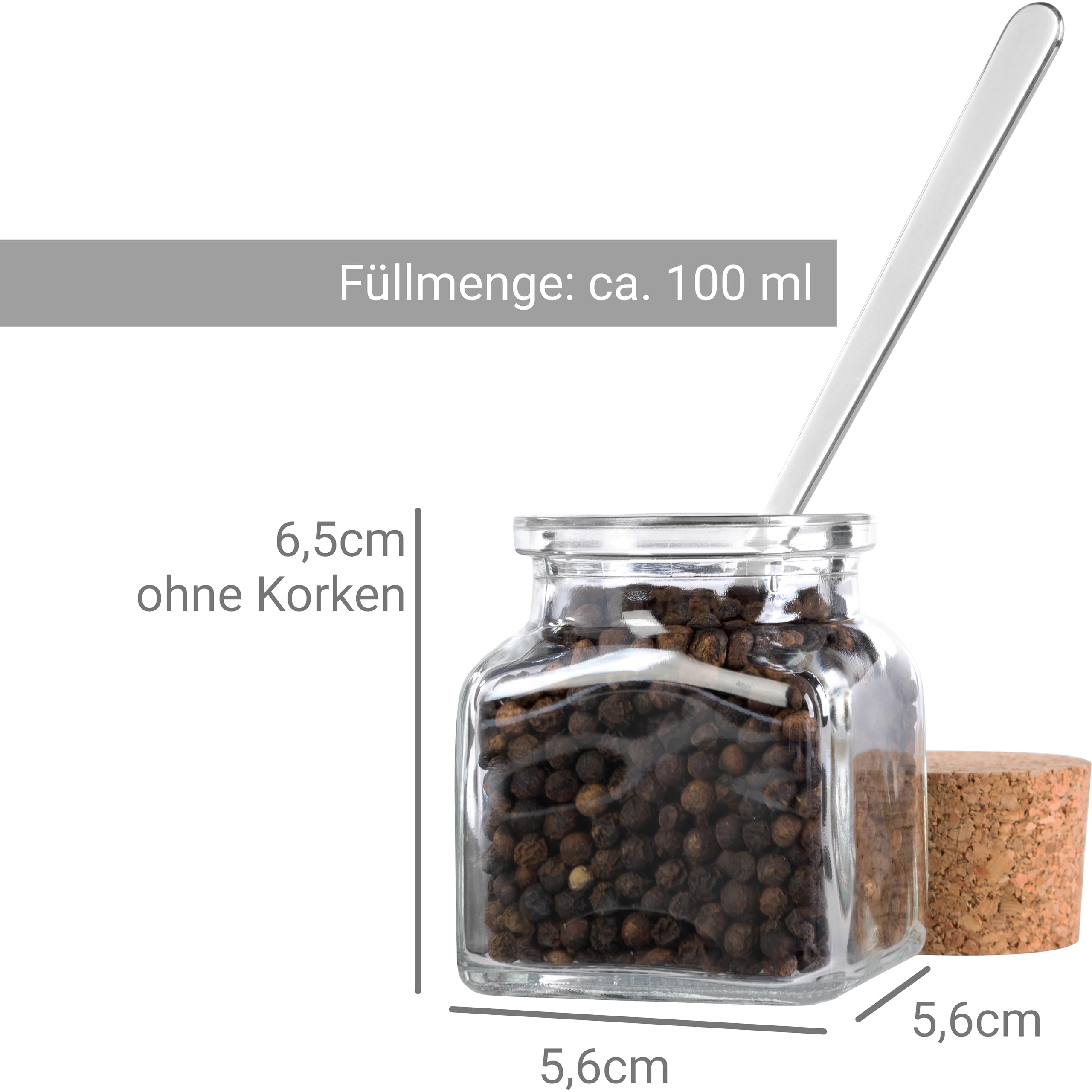 30 Stück kleine Gewürzgläser mit Korken, 100ml, 8cm hoch