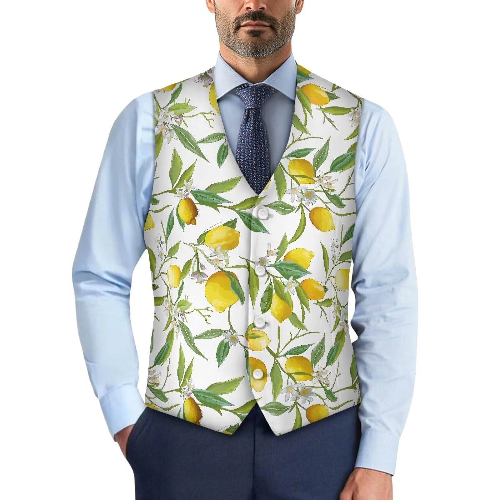 Gilet de costume décontracté léger pour homme - Col en V - Pour fête, mariage