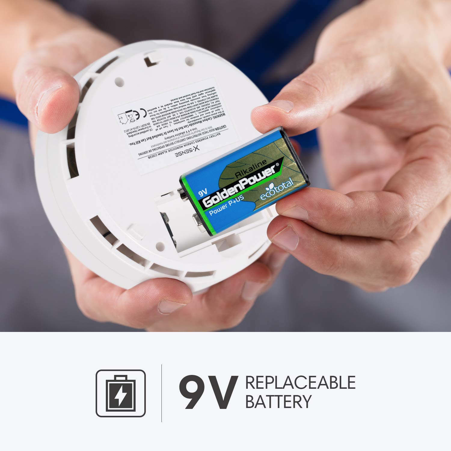 X-Sense Détecteur de Monoxyde de Carbone avec Batterie Échangeable et l'Écran LCD, Concentration de Monoxyde de Carbone avec Bouton de Test et Voyant d'état LED, CO03B