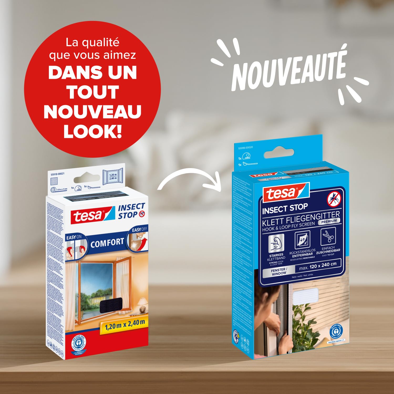Tesa INSECT STOP Moustiquaire Auto-agrippante Premium 2x 120x240cm Anthrac.