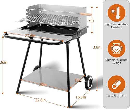 Miniatura 2 de Parrilla de carbón para patio trasero al aire libre, parrilla de barbacoa