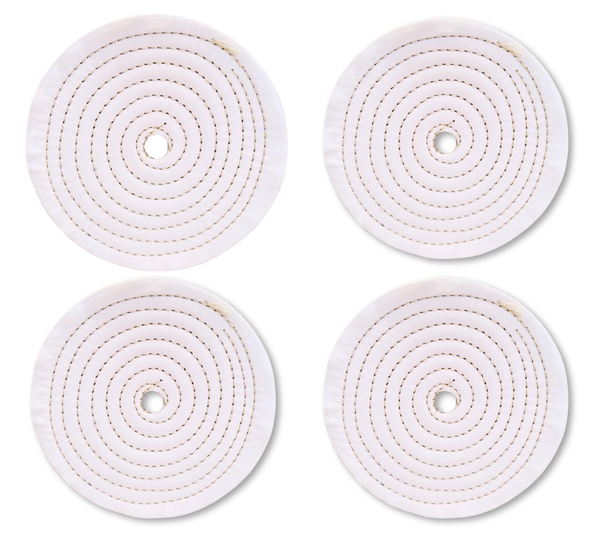 Ensemble de 4 Disques de Polissage en Coton 200 mm Trou de 16 mm pour Aluminium Acier Inoxydable Laiton Cuivre Bronze Fer