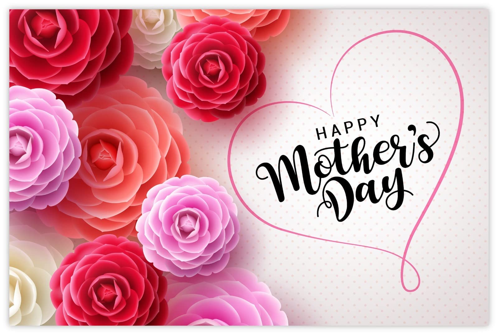 celloexpress Happy Mother's Day (Camellia) Flower Message Cards - 55mm x 85mm - Mother's Day Florist Card Gift Notes (Pack of 100)