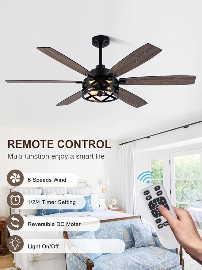 Ventilador de Techo 60 Pulgadas Con Luz Control Remoto 110V miniatura 5