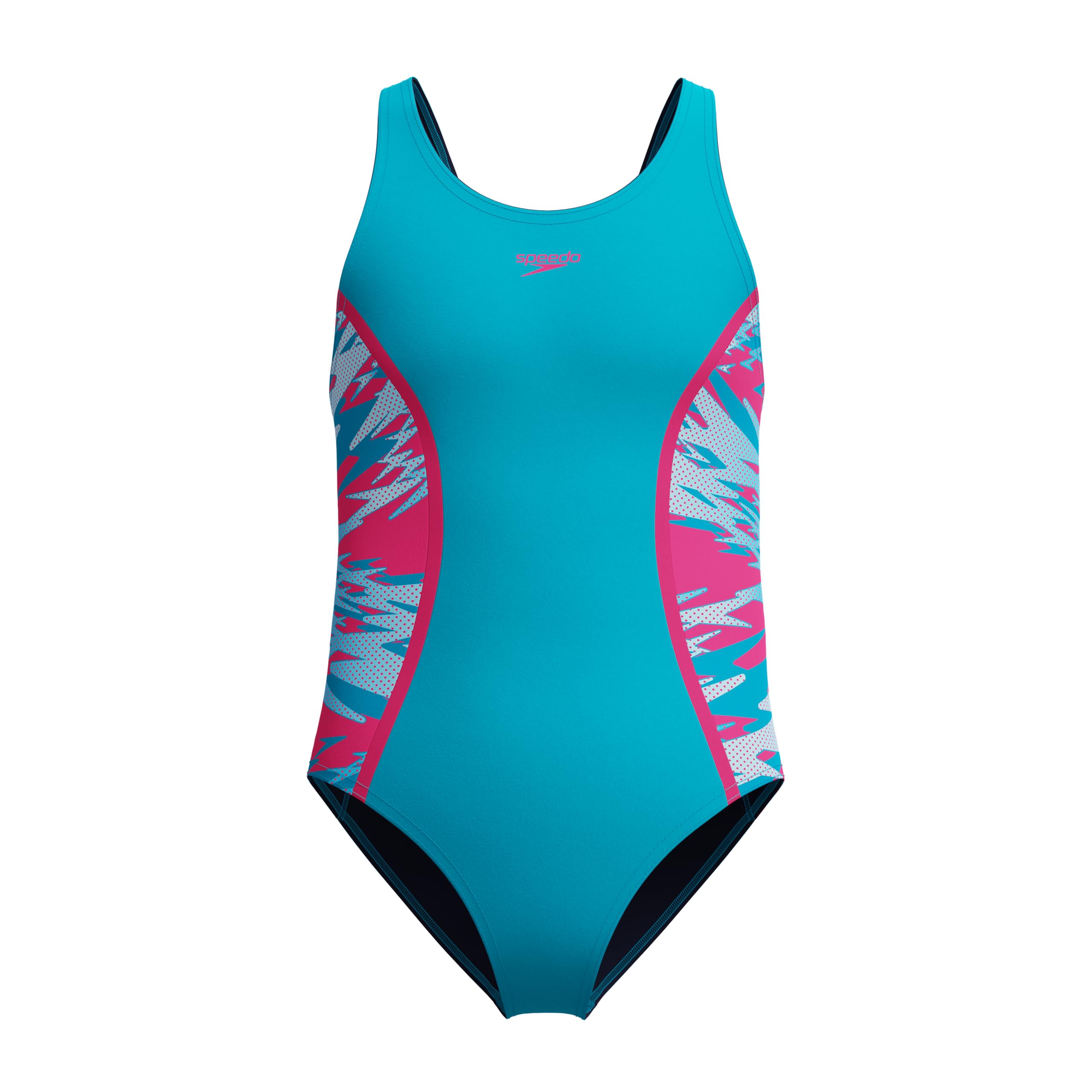 Speedo Girl's Hyperboom Splice Muscleback One Piece Swimsuit, Mayan Blue, 12