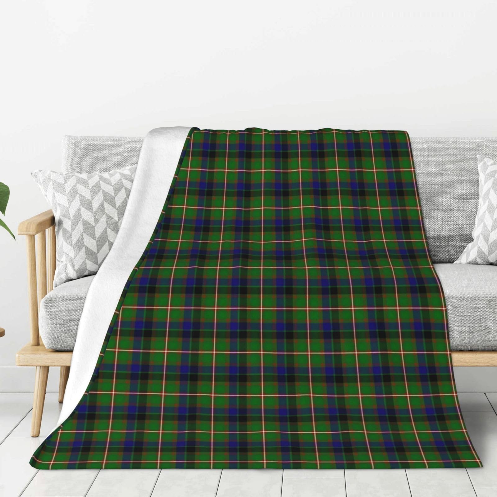 asbwuo Clan Reid Tartan Family Flannel Throw Blanket Set - Warm Lightweight for Couples, Kids, Grandparents - Home, Travel, Dorm Decor 60"X50"