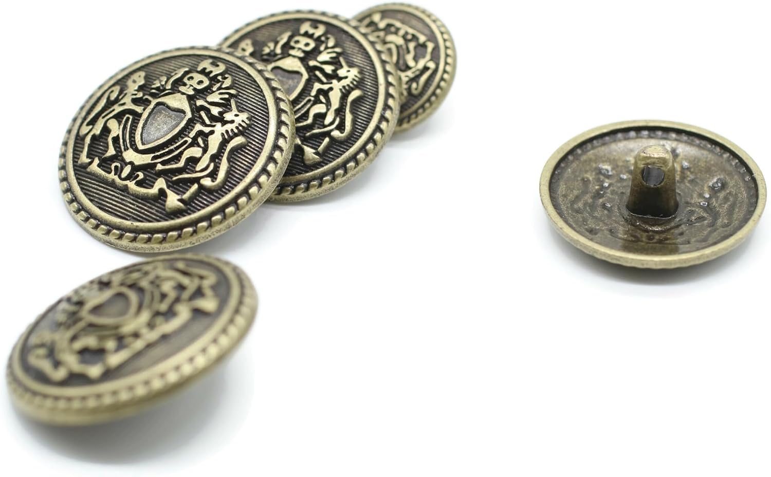 Bronze Metal Buttons - 12 Pcs - 3 Size Options - Lion of Kingdom Round Metal Shank Buttons Vintage for Men Women Blazer Coat Uniform Shirt Suit and Jacket Sewing Craft DIY N16601