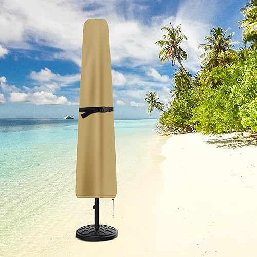 Miniatura 19 de Cubierta para sombrilla de patio, fundas impermeables para sombrilla de 7 a 9 pies, para exteriores, con varilla de empuje, color azul