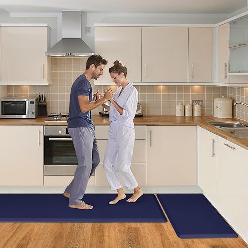 Miniatura 64 de HappyTrends Tapete de cocina [2 piezas] acolchado, cómodo, antifatiga, impermeable, antideslizante, tapete de espuma ergonómica gruesa y perfecta