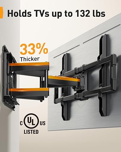Miniatura 4 de Perlegear Soporte de pared para TV de movimiento completo con certificación UL para televisores curvados planos de 42 a 97 pulgadas de hasta 132