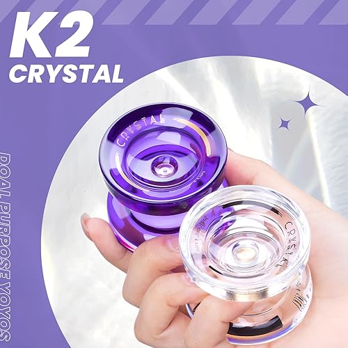 Miniatura 2 de Paquete de 2 Yoyos K2 Crystal, Yoyo de plástico de doble propósito para niños principiantes, yoyo profesional con herramienta de rodamiento de