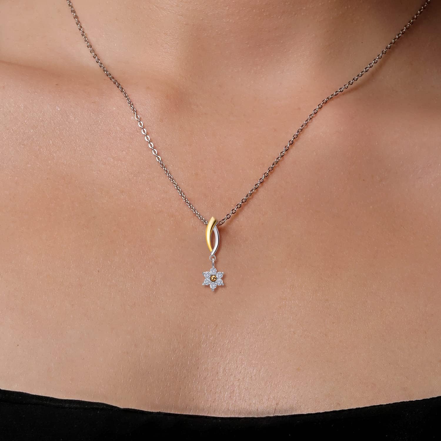 Gem Stone King 10k Yellow Gold and 925 Sterling Silver Lab Grown Diamond Pendant Necklace For Women with Healing Energy Charms Set with Moissanite - Image 3