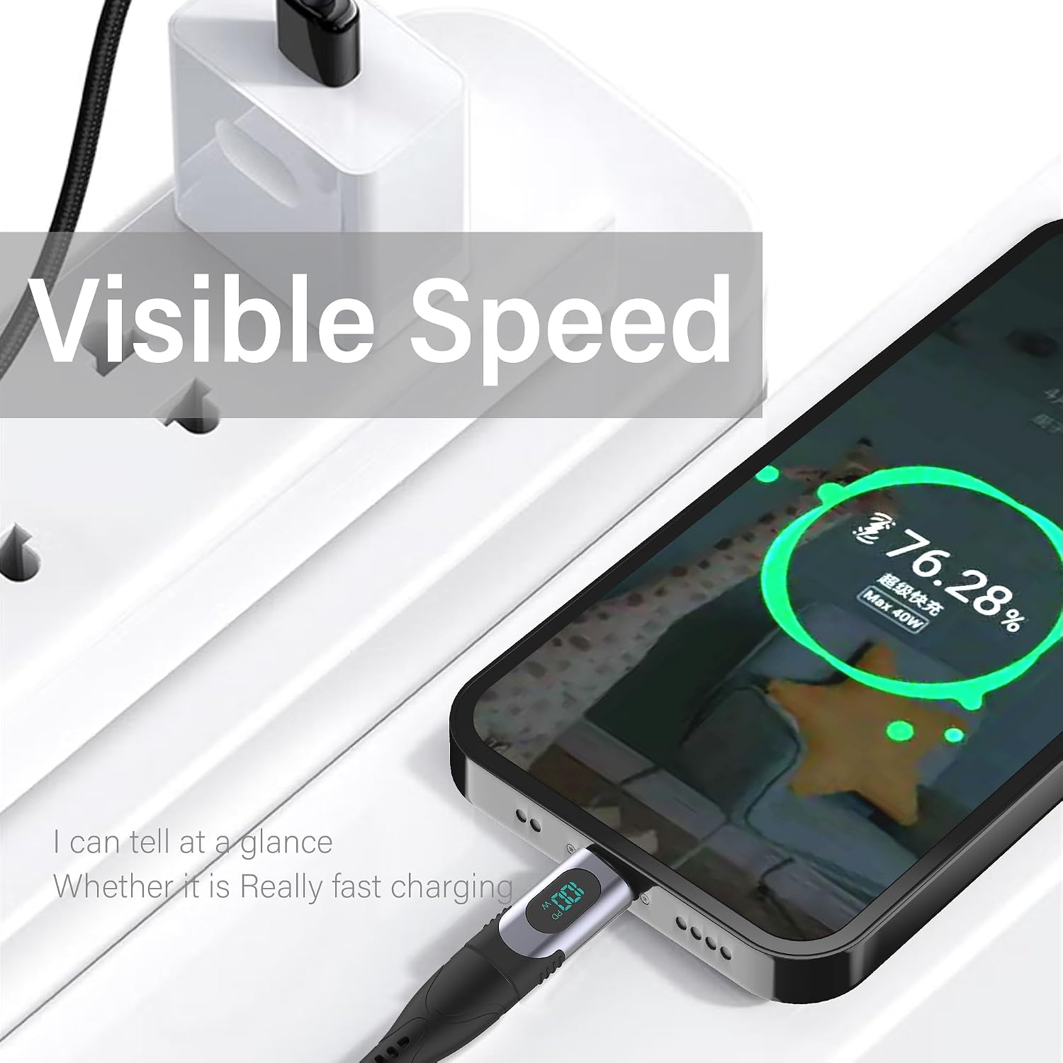 HIEbee 100W USB C Female to Male Extension Adapter Type C Power Meter Tester with Digital Display for iPad Pro iPhone 15 Pro Max MacBook Pro Laptop