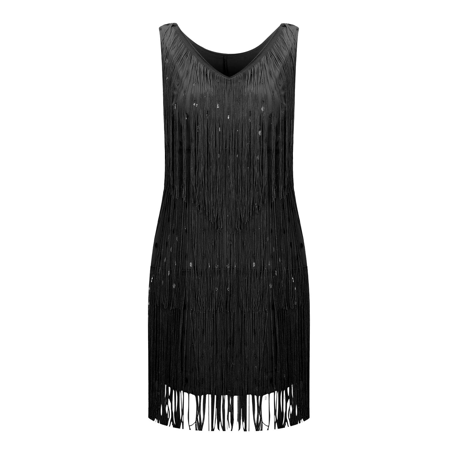 Vestido Mini de Flecos Disco Años 70 Charleston Años 20 Disfraz Mujer Traje Actuación Escenario