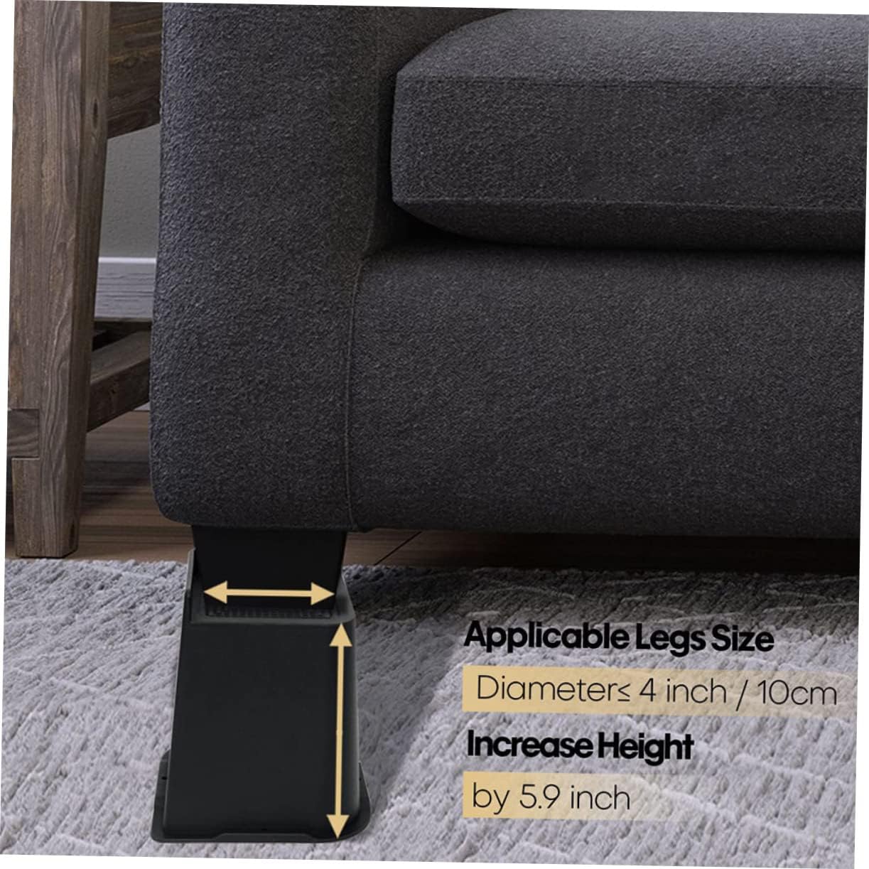 Generic 4pcs Slip Bed Feet for Furniture Risers Bed Riser Sliders Couch Lifters Thickened