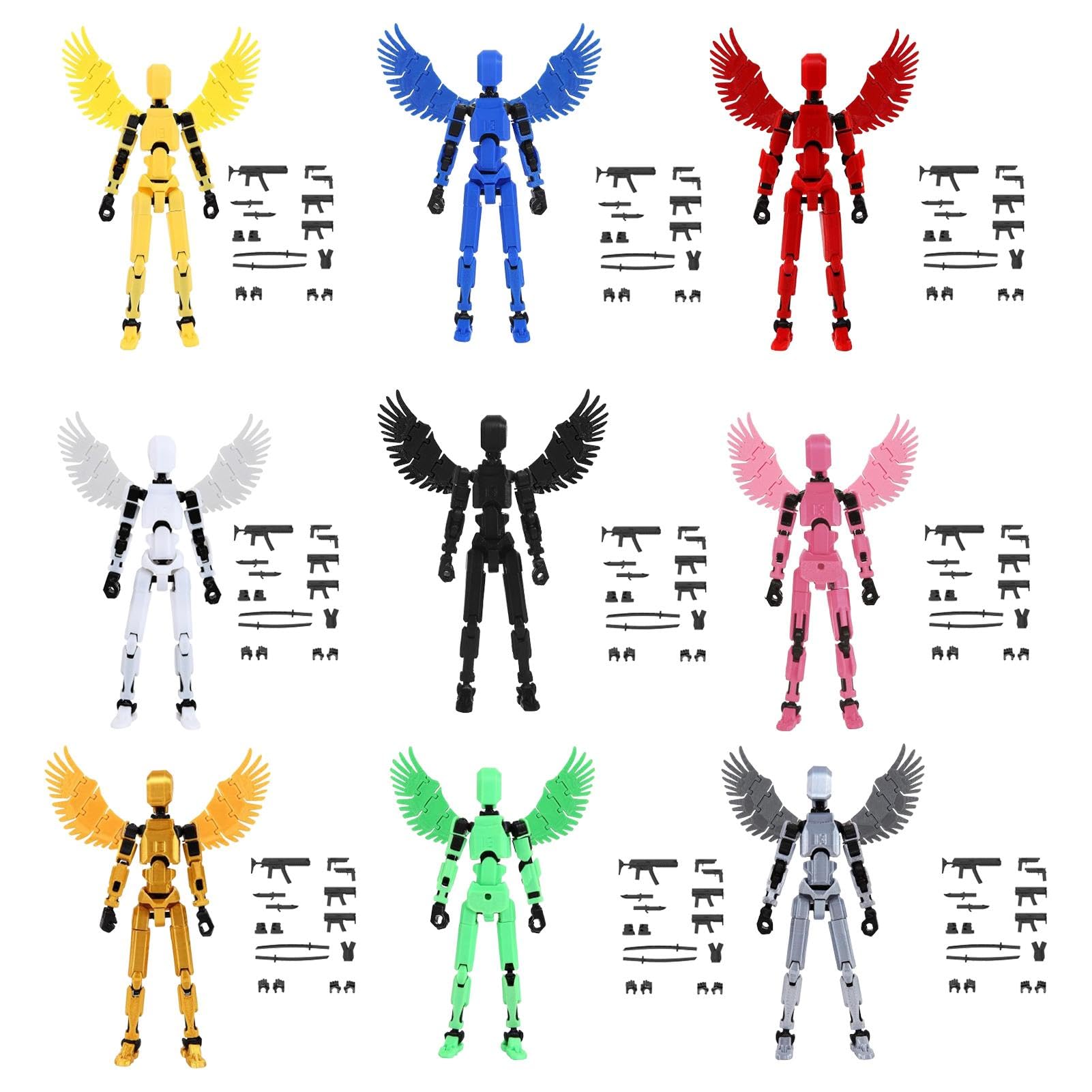 biteatey9Pcs Titan 13 Action Figure 3D Printed Mannequin Toys Multi-Jointed Movable Robots T13 Action Figures Model With A Lot Of Joints For Children And Adults Game Gifts