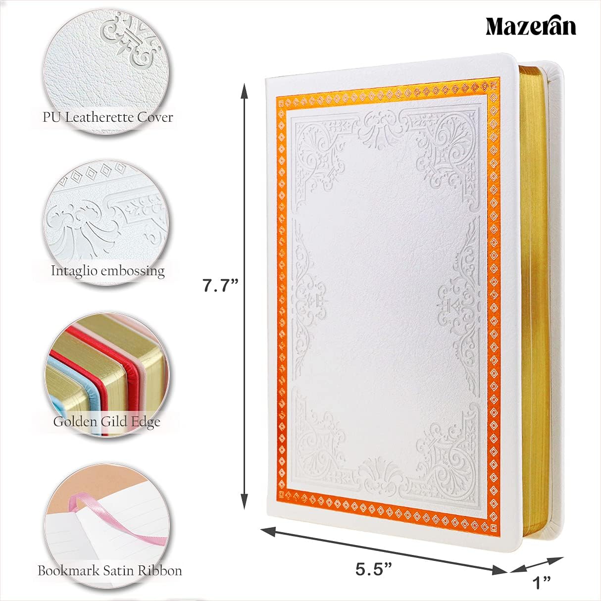 MAZERAN Vintage Journal, PU Leather Hardback Retro Embossed Travel Diary Writing Notebook - Image 5