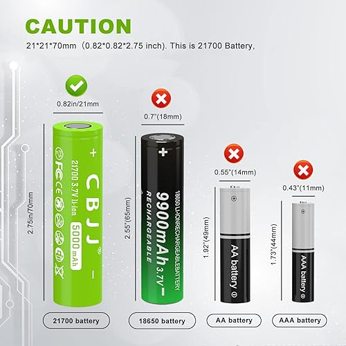 Miniatura 2 de 21700 Batería 5000mAh 3.7volt 21700 Batería recargable para linternas, (4pack-03012)