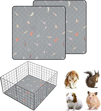 2Pcs Guinea Pig Cage Liners,Guinea Pig Fleece Cage Liners24X24 Super Absorbent Washable Pee Pads Reusable for Rabbit Hamster Chinchilla