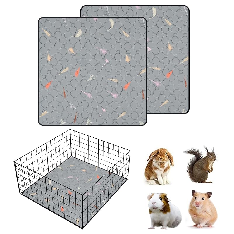 Forração Lavável para Gaiola de Pequenos Animais em Tecido Absorvente LWYMX Cinza, 71,12 x 71,12 cm, Pacote com 2