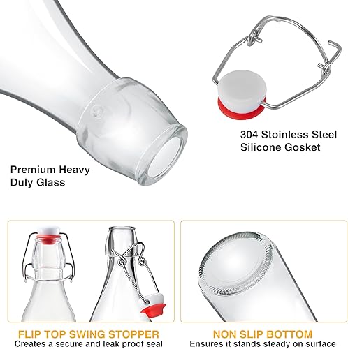 Miniatura 3 de Botellas de vidrio con tapa oscilante, botella de cerveza de 8 onzas con tapa abatible, botellas de vidrio con tapas herméticas para elaboración