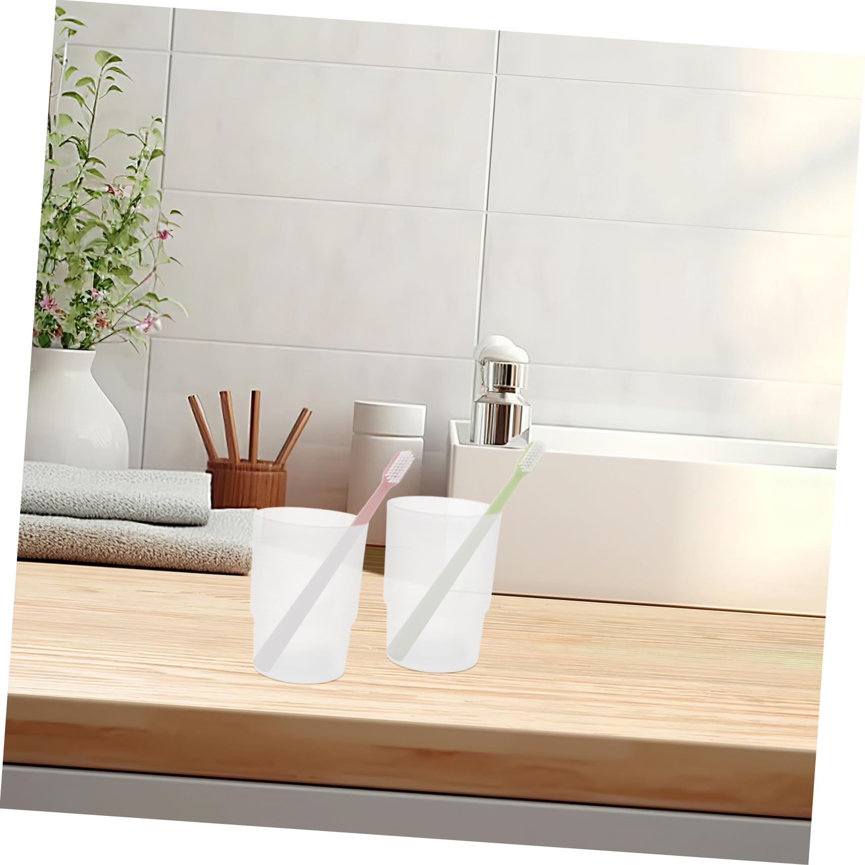 Happyyami Portaspazzolino in vetro da bagno per spazzolino da denti da bagno, 2 pezzi, porta spazzolino da denti per il bagno e l'uso in viaggio
