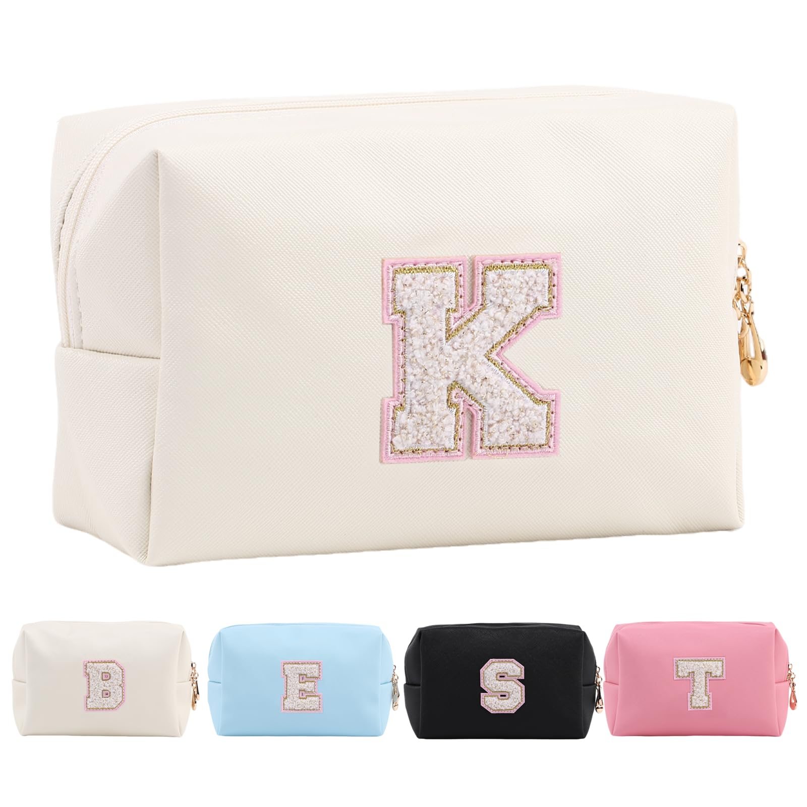 Personalized Makeup Bag,Waterproof Travel Makeup Pouch Cosmetic Bag Birthday Gift for Women Mom，Bride Bridesmaid Cosmetic Bag A-Z — view 30