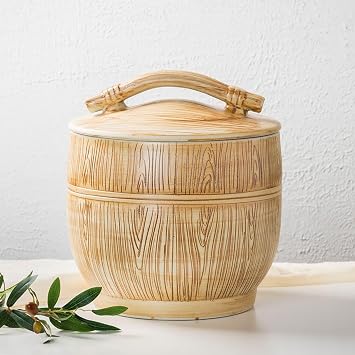 Large Capacity Rice Storage Container with Lid Ceramic Flour Dispenser Jar Kitchen Rice Bucket Multifunctional Storage Sealed Jar for Grain Coffee Tea.10kg,A