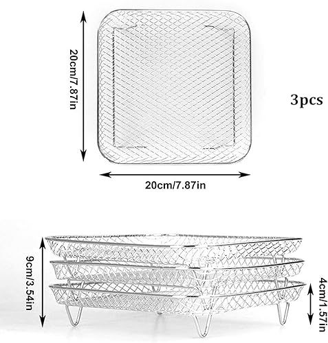 Miniatura 5 de Estante apilable para freidora de aire, 3 piezas, cesta apilable para freidora de aire, estante de acero inoxidable, accesorios para freidora de