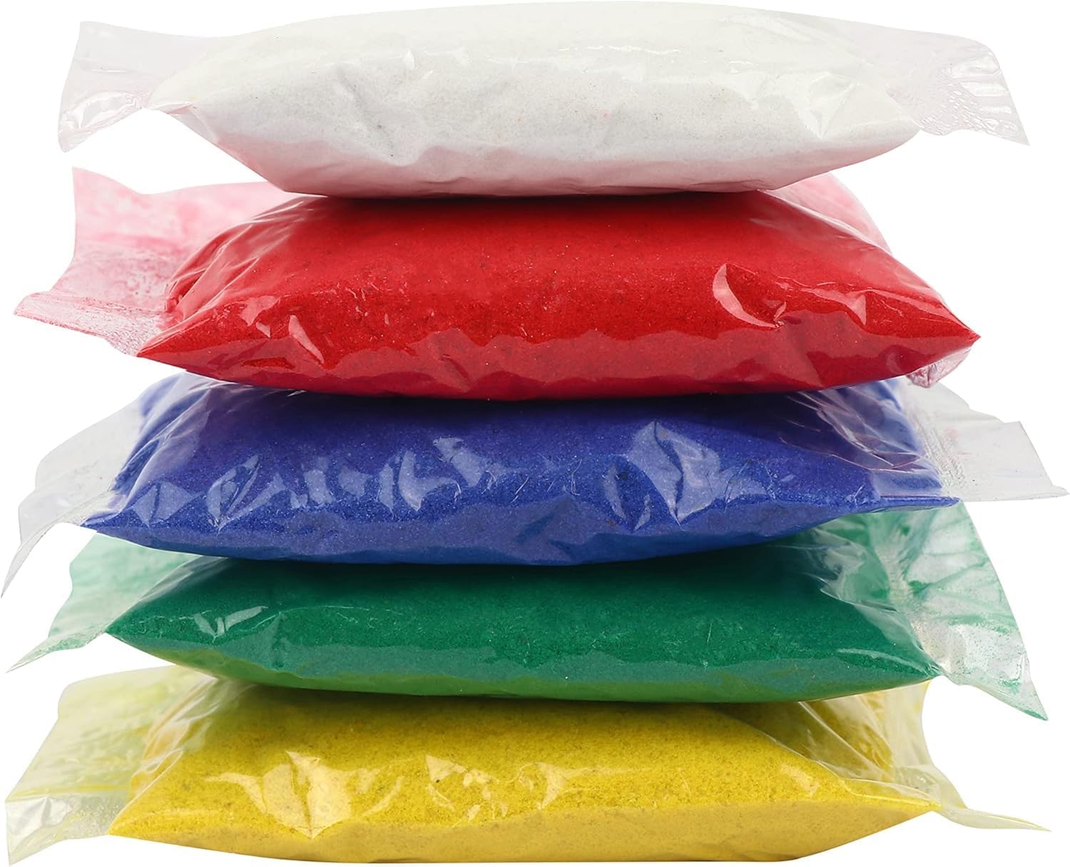 SATVIK 5 Shades of Rangoli Colors More Quantity Easy to Store Glitter Rangoli Colours Pouch (No GULAL) Festival/Festive Multi Colors Powder Art Crafts Painting, Diwali Housewarming Return Gifts Items