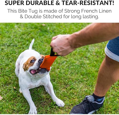 Miniatura 3 de K9 - Juguete para tirar y morder para perro, hecho de lino francés duradero y resistente al desgarro, perfecto para tirar y entrenar a cachorros,