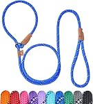 5 FT Slip Lead Dog Leash, Heavy Duty Rope Leash for Small Medium Large Dogs, No Pull Training Lead with Reflective Thread, Strong Comfortable Loop Leash (Black Stripe, Medium(3/8"))