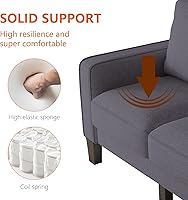 Vista 5 de Tmosi Moderno sofá tapizado, sofá de 3 plazas con almohadas de respaldo extraíbles para espacios pequeños, sofá de 3 plazas para dormitorio