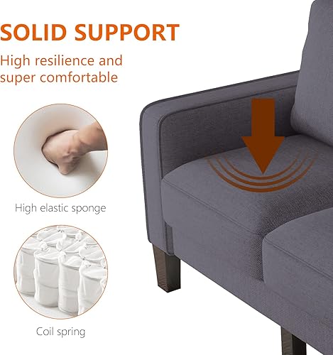 Miniatura 5 de Harper & Bright Designs Sofá de almacenamiento de 3 asientos, moderno sofá tapizado cómodo con almacenamiento oculto y patas de madera para espacio