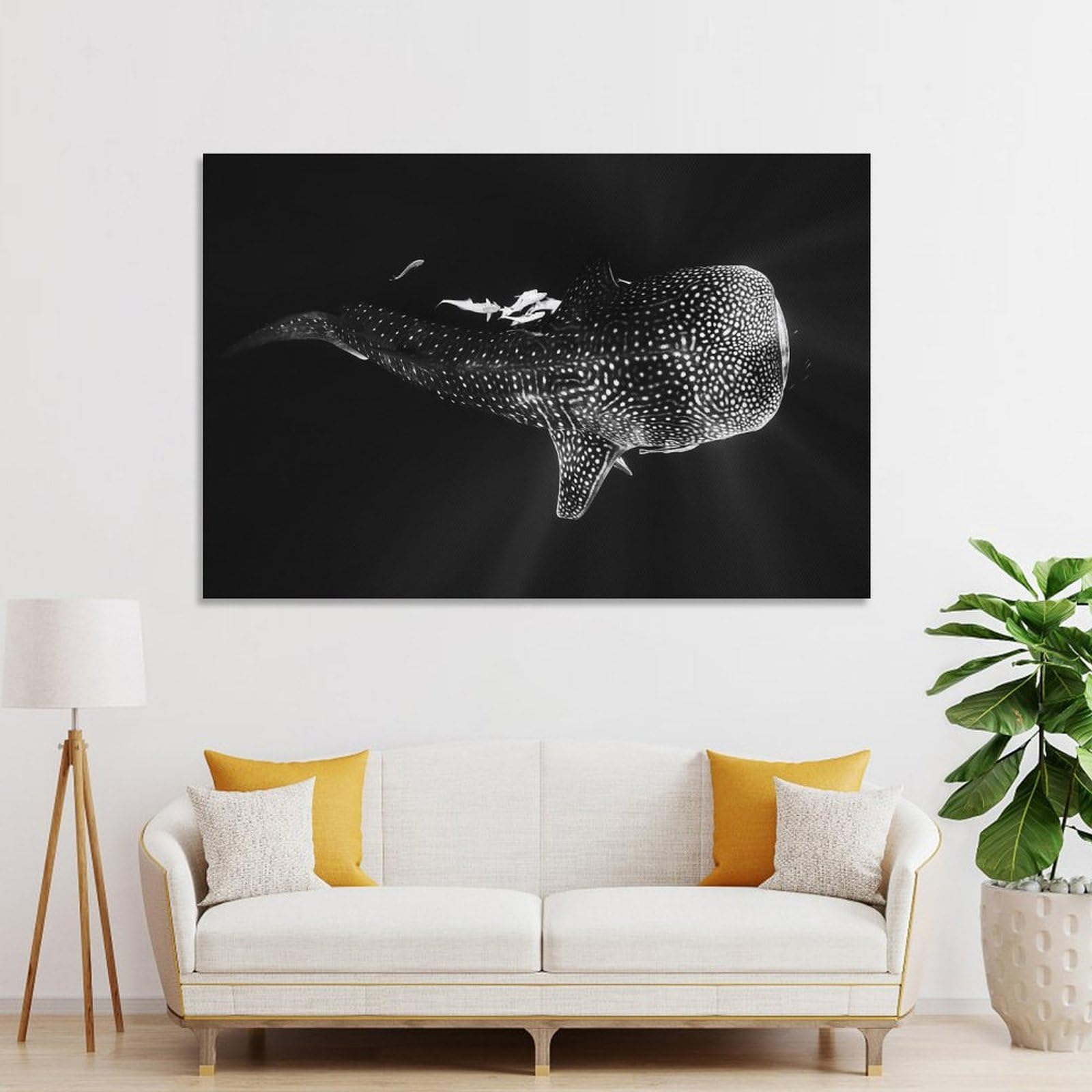 Junmoney Black And Whale Shark Decorative Wall Artwork 12x18inch(30x45cm), for Home Lounge, Bedroom Or Reading Nook, Modern Wall Decor for Cosy Interiors