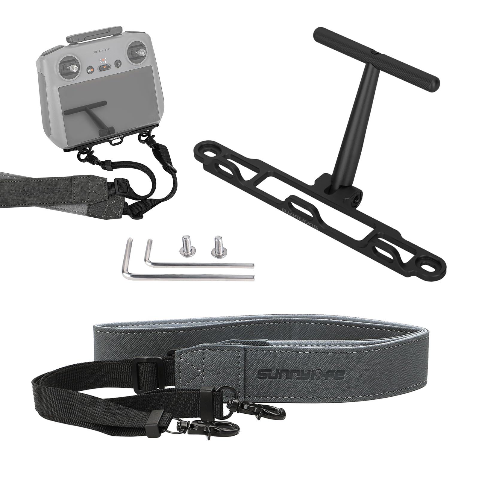 for DJI Remote Controller Bracket with Controller Lanyard Neck Strap, 3 Hook Aluminum Alloy Bracket for DJI Flip, Mini 4 Pro, Air 3, Mini 3 Pro, Mavic